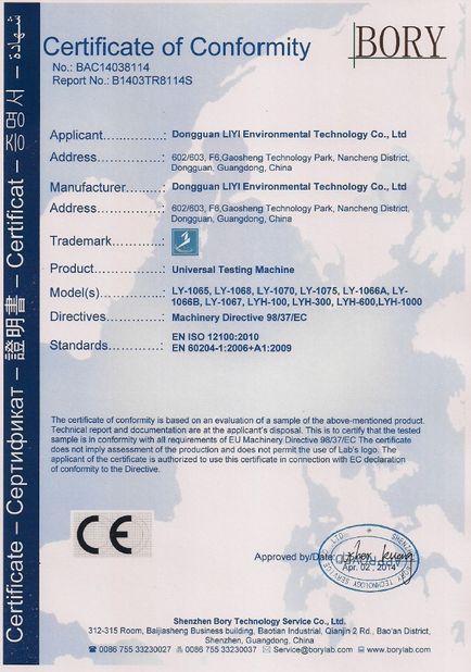 China Dongguan Liyi Environmental Technology Co., Ltd. Certification
